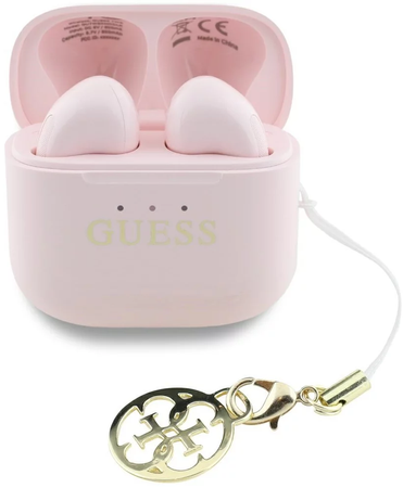 Słuchawki douszne GUESS Glossy Effect Printed Classic Logo & Charm Wodoodporne Różowy