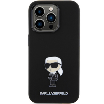 KARL LAGERFELD KLHCP15XSMHKNPK IPHONE 15 PRO MAX 6.7" CZARNY/BLACK SILICONE IKONIK METAL PIN