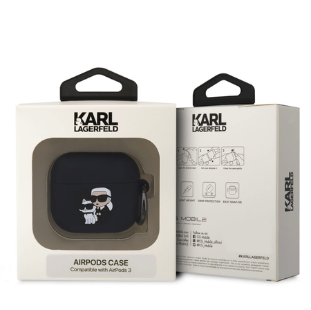 Silikonowe etui Karl Lagerfeld Karl&Choupette Head 3D do AirPods 3 Czarne - KLA3RUNKC
