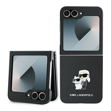 Karl Lagerfeld PU Saffiano Karl and Choupette Case for Samsung Galaxy Z Flip 6 Czarne