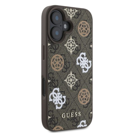 Guess GUHMP16SP4PWPW iPhone 16 6.1" brązowy/brown hardcase Peony On 4G Background MagSafe
