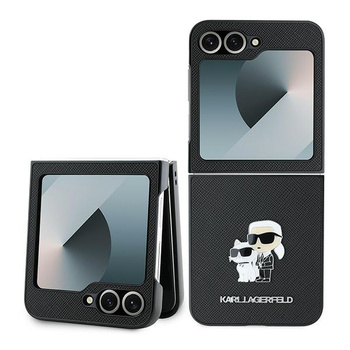 Karl Lagerfeld PU Saffiano Karl and Choupette Case for Samsung Galaxy Z Flip 6 Czarne