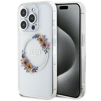Etui Guess IML Flowers Wreatch do iPhone 15 Pro Max Przezroczyste - GUHMP15XHFWFCT