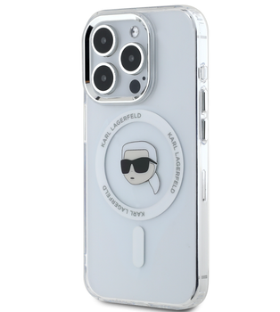 Etui Karl Lagerfeld Karl Head Metal Frame do iPhone 15 Pro Przezroczyste - KLHMP15LHLSKIH