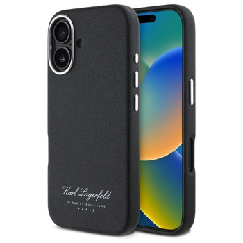 Karl Lagerfeld Grained PU Hotel RSG Case for iPhone 16 Czarne