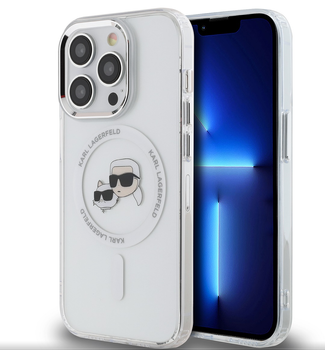 Karl Lagerfeld IML K&CH Heads Metal Frame MagSafe Case for iPhone 13 Pro Transparent