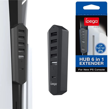 iPega P5S003 HUB Rozdzielacz USB 6w1 (1x USB-C, 5x USB) do konsoli Sony PlayStation 5 Slim