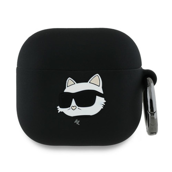 Silikonowe etui Karl Lagerfeld Choupette Head 3D do AirPods 4 Czarne - KLA4RUNCHK