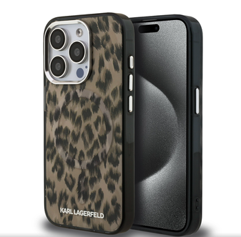 Karl Lagerfeld IML Leopard MagSafe Case do iPhone'a 15 Pro - Brązowe