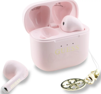 Słuchawki douszne GUESS Glossy Effect Printed Classic Logo & Charm Wodoodporne Różowy