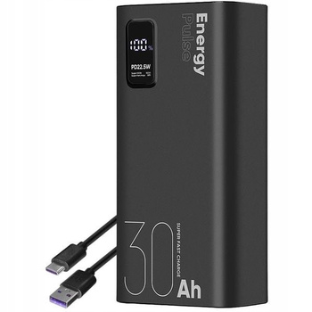 Powerbank OBAL:ME Energy Pulse Display 30000mAh Czarny - OMPWB30K