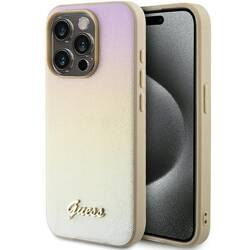 Etui Guess Saffiano Iridescent do iPhone 15 Pro Max Złote - GUHCP15XPSAIRSD