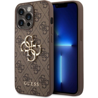 Guess PU 4G Metal Logo Case for iPhone 14 Pro Brown