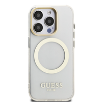 Etui Guess IML Gold Outline z ramką do aparatu iPhone'a 15 Pro, przezroczyste
