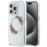 Guess GUHMP15XHFWFCT iPhone 15 Pro Max 6.7" transparent hardcase IML Flowers Wreatch MagSafe