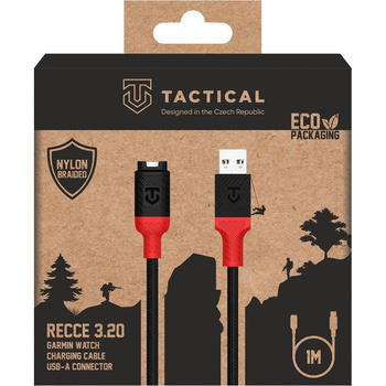 Kabel Tactical Recce 3:20 do ładowania zegarków Garmin USB-A 1m Czarno-Czerwony