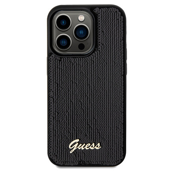 GUESS GUHCP14LPSFDGSK IPHONE 14 PRO 6.1 CZARNY/BLACK HARDCASE SEQUIN SCRIPT METAL