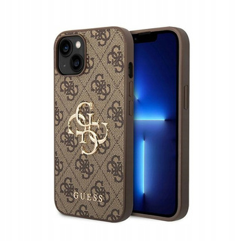 Etui Guess 4G Big Metal Logo do iPhone 15 Brązowe - GUHCP15S4GMGBR