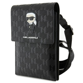 Torebka Karl Lagerfeld Saffiano Monogram Ikonik Czarna