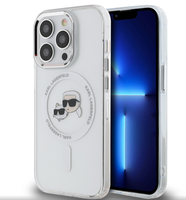 Karl Lagerfeld IML K&CH Heads Metal Frame MagSafe Case for iPhone 13 Pro Transparent