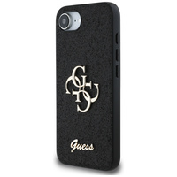 Guess PU Fixed Glitter 4G Metal Logo Case for iPhone 16e Czarne