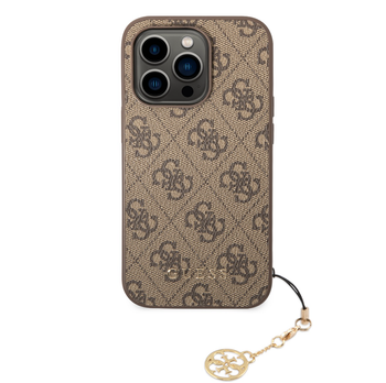 Etui Guess Classic Logo do iPhone 14 Pro Brązowe - GUHCP14LGF4GCW
