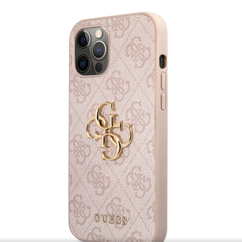 Guess PU 4G Metal Logo Case for iPhone 12 Pro Max Róż