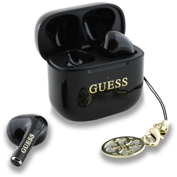 Słuchawki douszne GUESS Glossy Effect Printed Classic Logo & Charm Wodoodporne Czarny